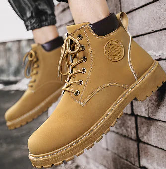 Men's Round Toe British Style Tooling Boots
