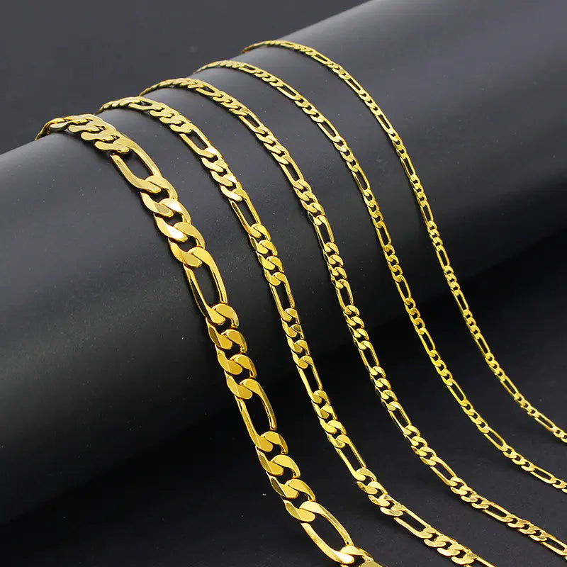 45cm Men's 18K Gold Plated Figaro Chain Necklace
