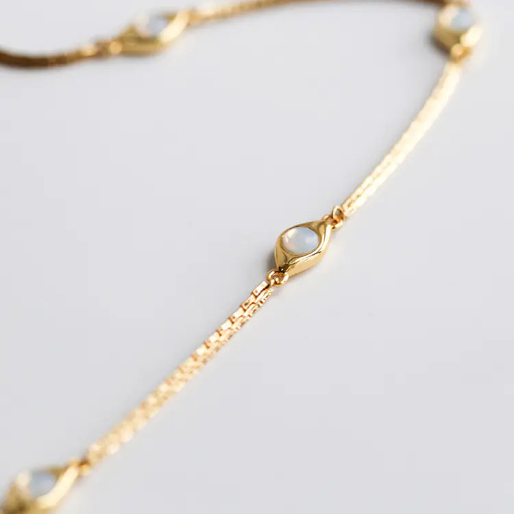 18K Gold Plated Opal Eye Necklace for Women