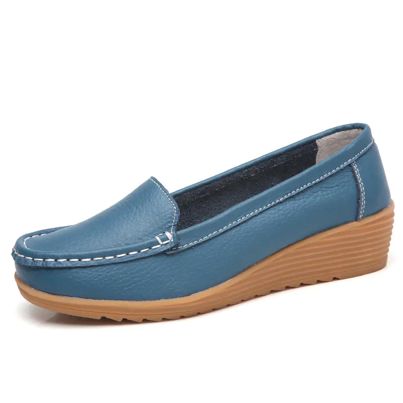 Aier Spring Autumn Women's Wedge Leather Shoes