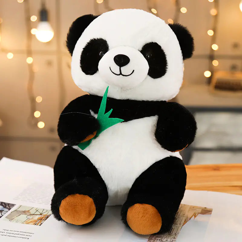 Panda Plush Toy with Bamboo Leaf Design