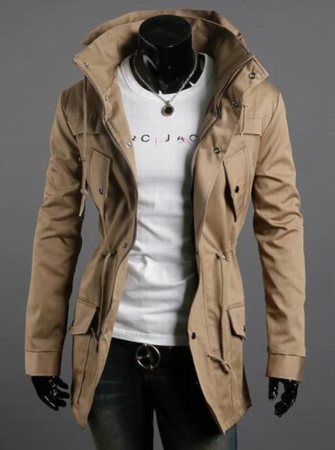 Men's Slim Casual High Collar Solid Color Jacket