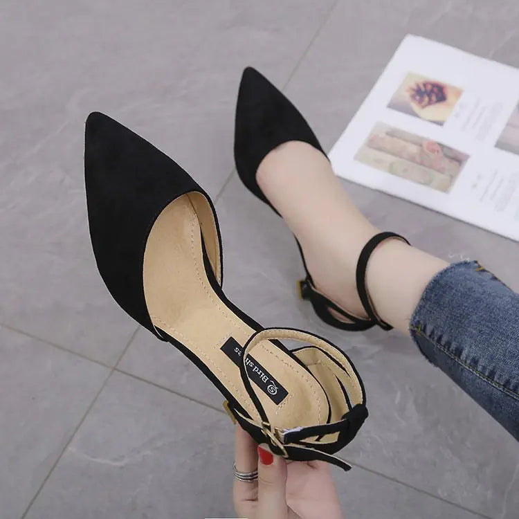 Chic Pointed Toe Heels with Ankle Strap for Women