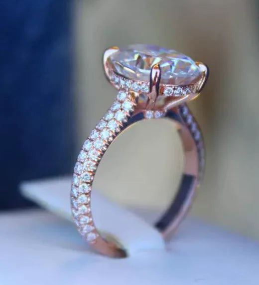 SONA 925 Silver Ring with 5-Carat Oval Cut Simulated Diamond