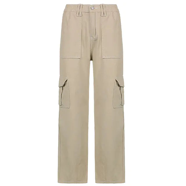 Wide Leg Cargo Pants for Women with Pockets