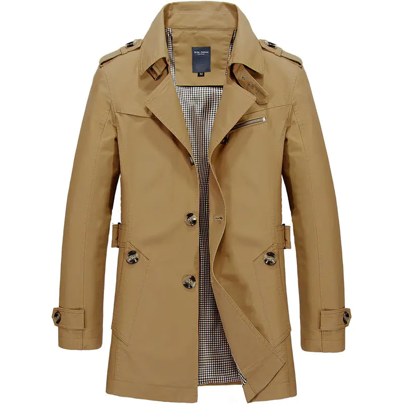 Men's Casual Mid-Length Trench Coat and Jacket