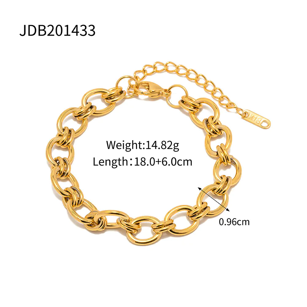 18K Gold Plated Stainless Steel Chain Bracelet Necklace