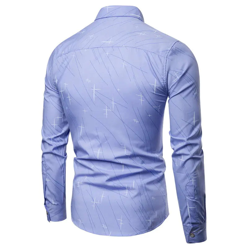 Men's Slim Fit Long Sleeve Shirt with Irregular Pattern