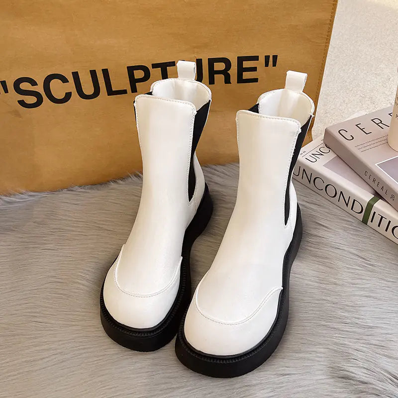 Handsome Short Martin Boots with Thick Soles for Women